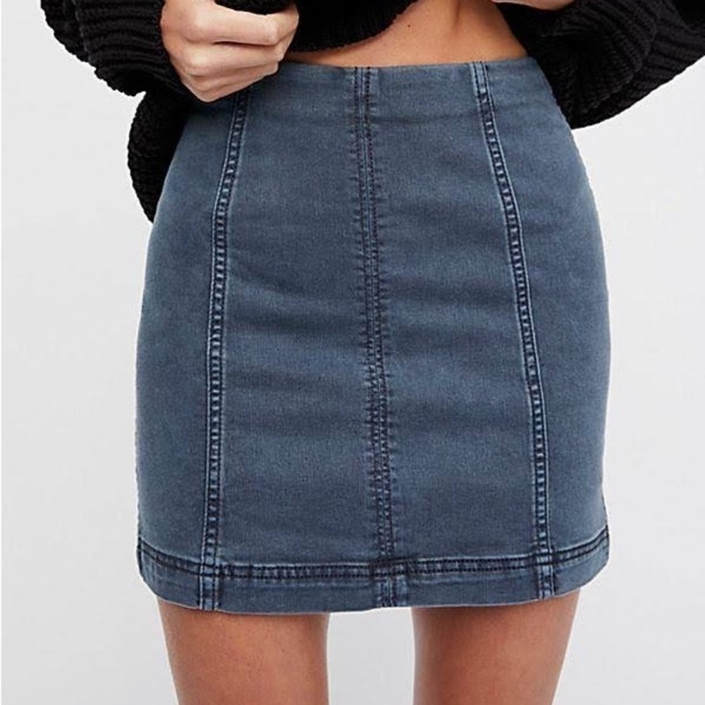 Free people modern femme Westminster blue gray paneled skirt 0
